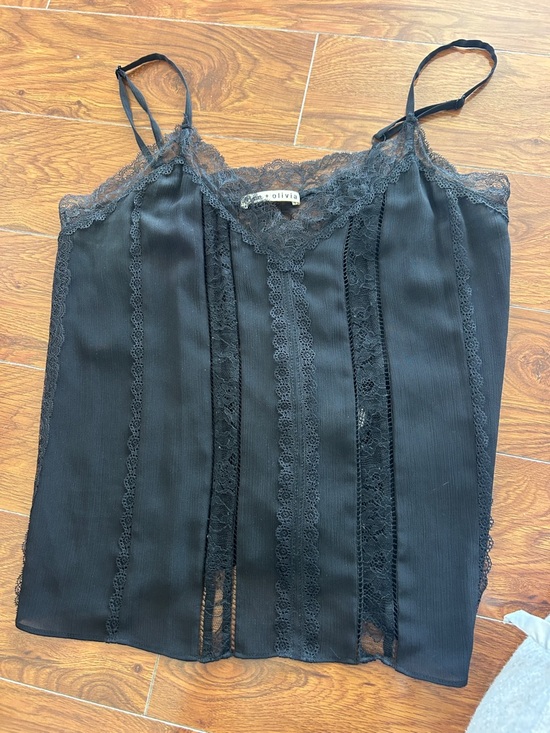 Alice + Olivia Tops - Alice and Olivia Black Lace-Trim Cami Top